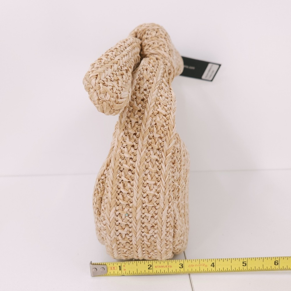 Like Dreams Aimee Mini Natural Tan Straw Top Handle Handbag Zip Top NWT - Picture 3 of 8
